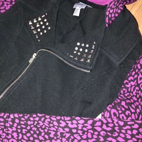 DISNEY D-SIGNED | GILRS COLORBLOCK STUDDED HOODED ANIMAL PRINT ZIP UP JACKET - Picture 3 of 8
